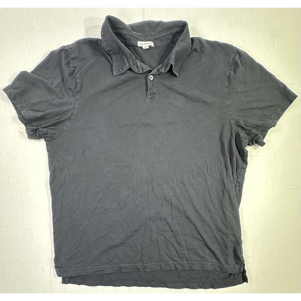 James Perse Standard Black Short Sleeve Polo Shirt Size 5 Made in USA